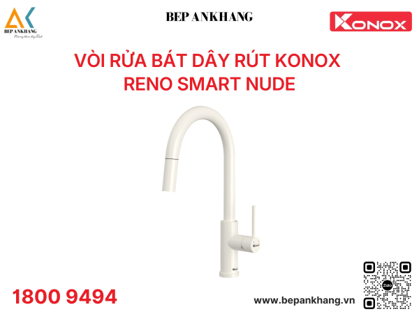 Vòi rửa bát dây rút Konox Reno Smart Nude
